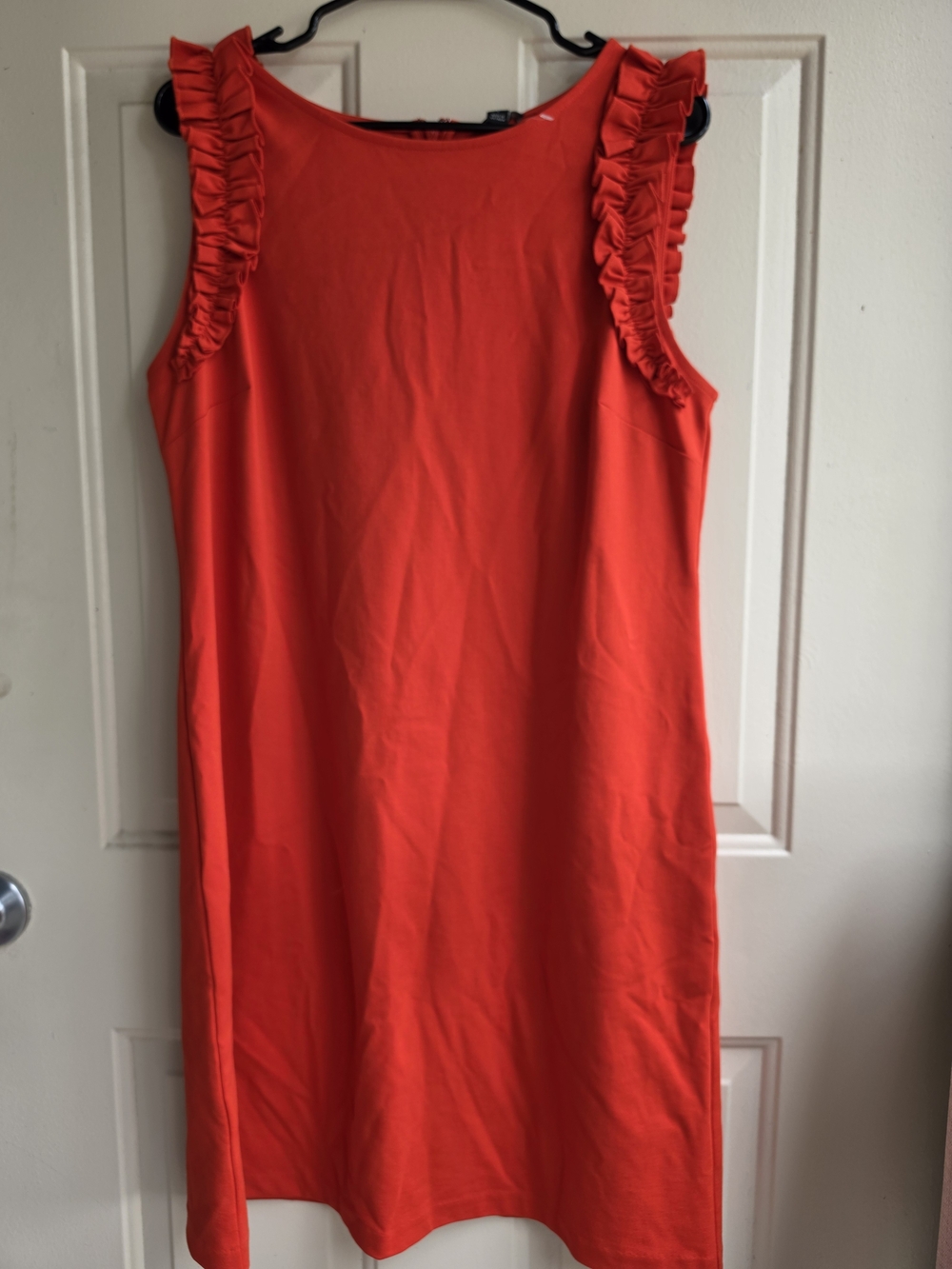 Ann Taylor Ruffle-Sleeve Mini Dress in Bright Red